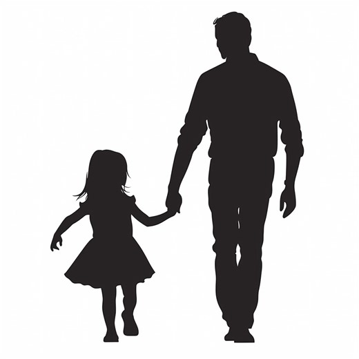 Father Daughter Silhouette Clipart: Hand in Hand Pngs (digital Download) - Etsy