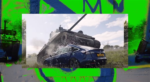 World War II veteran crushes Tesla with tank