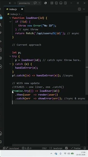 ES2025 Update - Promise try #programming #javascript #promise
