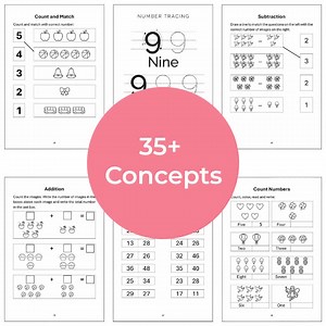 Preschool Math Workbook – 100  Pages, Ages 3  (digital Download) - Etsy Canada