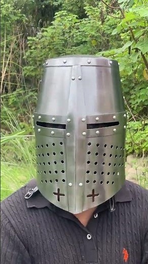 Knight Templar Helmet ~ 13th Century Full Face Steel Helmet ~ Medieval Crusader Great Helmet