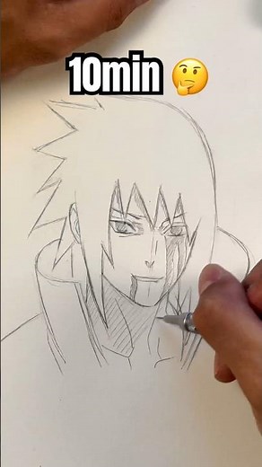 How To Draw Sasuke 10s, 1min, 10min, 1H, 10H 🕙 #dessin #manga #boune