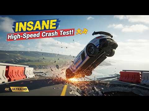 INSANE High-Speed Crash Test! 😱 Car Flips Off Bridge in Epic Driving Simulation