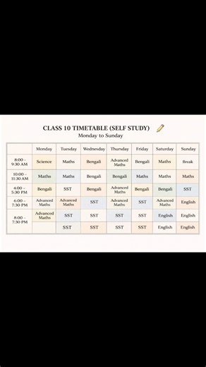Class 10 Self Study Timetable 📚 | No Tuition Study Plan | Daily Routine for Board Exam 2026