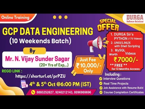 GCP DATA ENGINEERING (10 Weekends Batch) Online Training @ DURGASOFT