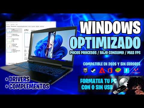 🔥NUEVO Windows OPTIMIZADO para AUMENTAR FPS ⚡CON y SIN USB + Drivers includos 💻SIN ERRORES 2026✅