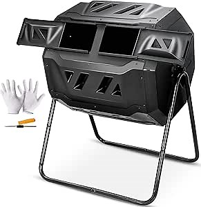 Amazon.com : Nova Microdermabrasion 43 Gallon Compost Tumbler Bin Composter Dual Chamber BPA Free Compost Bin Outdoor Rotating Garden Yard Waste Bins : Patio, Lawn & Garden