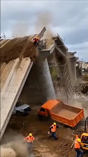 Massive Bridge Collapse Caught on Camera | Concrete Structure Fails Instantly #fail #construction