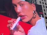 Hailey Bieber proudly celebrates her Rhode advert on display in Times Square