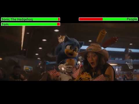 Sonic the Hedgehog (2020) Bar Brawl Scene with healthbars