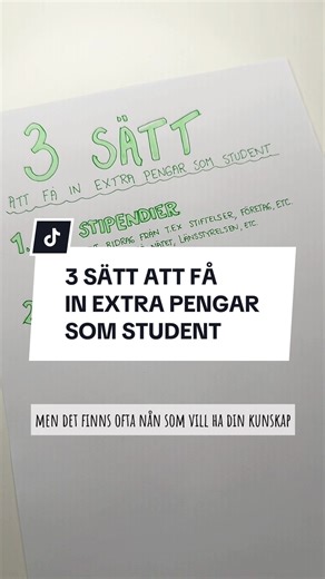 Är du student och känner att det hade varit skönt med lite extra pengar i plånboken? 💰 Du är inte ensam! Här är några saker man kan göra för att få in lite extra! Först och främst som kanske är att state the obvious: Ett extrajobb är självklart ett bra sätt att börja av många anledningar! Både ekonomiskt och för att få lite erfarenhet under studietiden 👩‍🎓 Men jag vill komma med några extra förslag! 1: Sök stipendier. Underskattat tips som jag tror många glömmer! Det finns databaser på nätet 