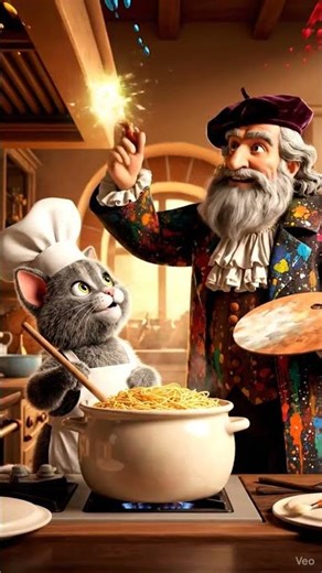 Cat Chef & Italy’s Art Maestro Create Spaghetti Magic | 3D Animation 😮✌️🇮🇹
