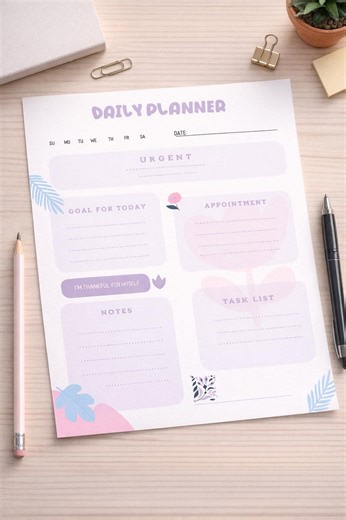 Modern Daily Planner Printable: Lined, Unlined Schedule (digital Download) - Etsy