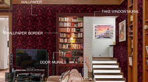 FLFK Rhombic Black and Gold Texture Stair Stickers - Set of 15, Peel and Stick Stair Riser Decals, 39.3"x7.08"