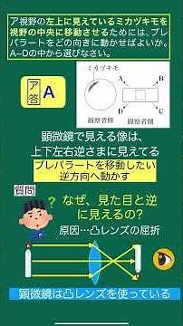 中学理科小問トライ20 顕微鏡 光の反射 濃度 #顕微鏡の見え方 #光の反射 #溶液の濃度