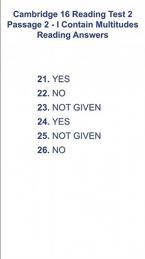 Cambridge 16 Reading Test 2 Passage 2 - I Contain Multitudes Reading Answers 14.01.2026