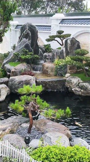 Beautiful Backyard Waterfall Pond in Vietnam