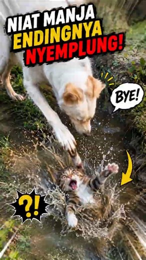 Kucing Sok Manja Ke Anjing, Endingnya Bikin Ngakak 😁
