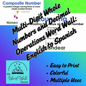 Multi-Digit Whole Numbers and Decimal Operations Word Wall
