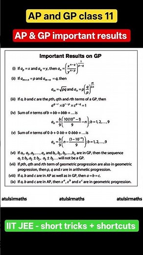 IIT JEE - SHORT TRICKS + SHORTCUT | sequences and series class 11 | #mathematics