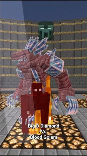 Big D Diamond(es1337) Vs Blood Golem(XR STUDIOZ) #minecraft #mobbattle #mcpe #addon #shorts