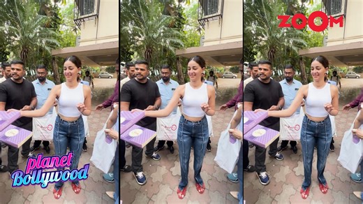 Ananya Panday celebrated her birthday with fans and the media, radiating joy and excitement. She commemorated the occasion with two stunning cakes, a rich chocolate cake and a double-layered cake adorned with her photo. Keeping her style casual yet chic, Ananya wore a white tank top, blue jeans, and red slippers, perfectly reflecting her youthful vibe. The highlight of the celebration was her heartfelt interaction with fans and media, as she shared sweets and gifts, expressing her gratitude and 