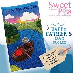 13K views · 128 reactions | Purchase our fantastic Happy Father's Day mugrug design and get our Ute/Truck Art Cushion design HALF PRICE until June 18th!! https://swpea.com/products/happy-fathers-day-mugrug-5x7-6x10-7x12-9-5x14-in-the-hoop-machine-embroidery-designs | Sweet Pea Machine Embroidery | Facebook