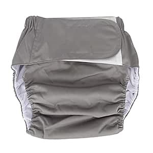 Adult Cloth Diaper, & Reusable Elderly Incontinence Nappies Underwear with Maximum Absorbency for Men or Women, Waist: 19.7-49.9inch(Gray)