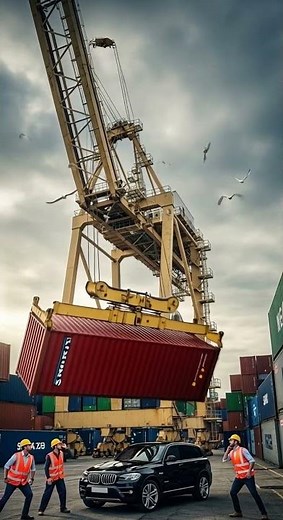Massive Crane Accident: Shipping Container CRUSHES Vehicle in Port