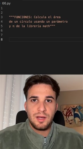 Arnau | Programación en Python on Instagram: "🧠 ¡Usa π como un genio! Calcula el área de un círculo con una línea 😍 #Python Con este mini código aprenderás a importar la librería math, usar pi y crear tu propia función para calcular áreas. Es un clásico que combina matemáticas y programación de manera súper práctica. ¡Perfecto para principiantes curiosos! #python #programacion #math #geometria #funciones #aprendizaje #principiantes #retopython"