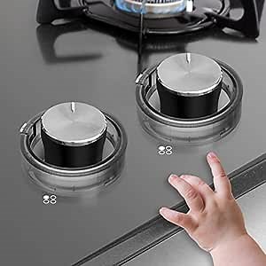 Stove Knob Covers for Child Safety (5 Pack)-Rotate Unlock Baby Oven Knob Cover-Baby Proofing Universal Design Size Gas Stove Knobs（Clear）