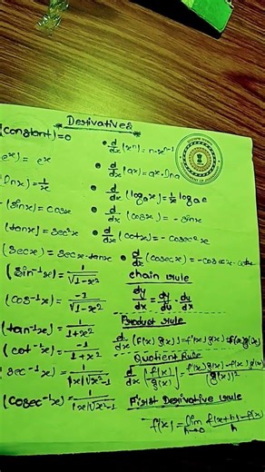all derivatives formulas 💫💫