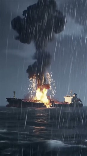 Massive tanker ship explodes in a storm. #explosion