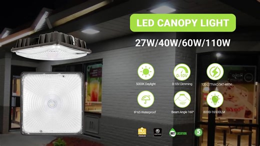 China Supplier Dlc Led Light Recessed Canopy Light Fixture for Gas Station Parking Garage