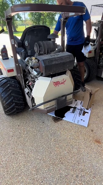 Oil, oil filter, and air filter change! #foryou #outdoors #lawncare #grasshoppermowers #oilchange #maintenance