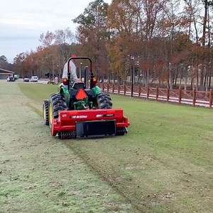 The Brillion LSS-6 in action overseeding a warm season grass with perennial ryegrass. This versatile unit can be used for seeding construction sites with rough terrain just as easily. It also features a skid steer plate on the rear of the seeder, so it can be operated by a tractor or skid steer. The consistent seed metering and quality construction has gained Brillion a reputation for producing great conventional seeding equipment. If you’re in the market for conventional seeding, hydroseeding, 