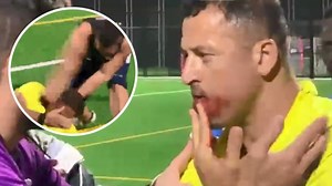 Shocking attack on a soccer referee in Sydney suburb caught on camera