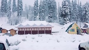 Shooting at GULMARAG Kashmir with my friend #1millionaudition #snowfestival #titok