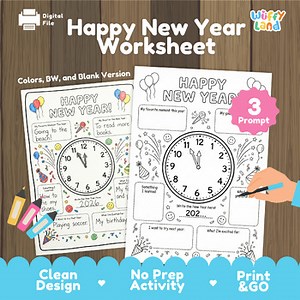 New Year 2026 Worksheet | Resolutions, Goal Setting & Reflection Activity