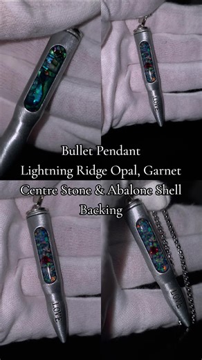 Bullet Pendant Lightning Ridge Opal, Garnet Centre Stone & Abalone Shell Backing #pendant #bullet #jewelry #opal #fyp