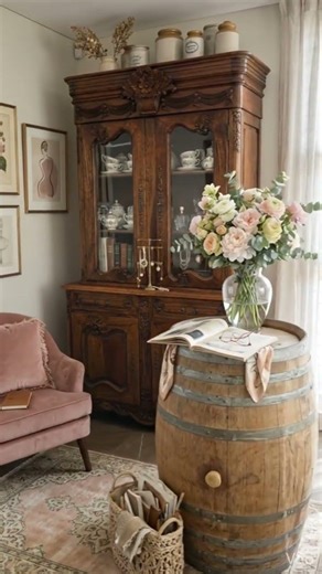 A 200-Year Antique Cabinet in a Modern Cozy Living Room | Quiet Luxury Interior Design