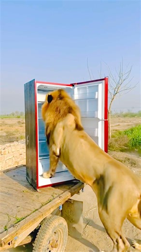 Fridge Became a Lion’s Safe House 🧊🏠