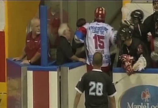 Laxtillymen on Instagram: "Throwback to Peterborough Lakers player Scott Evan's being ejected from the game against Brooklin and exiting the game through the Brooklin bench. He was suspended 4 games for his actions."