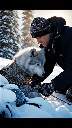 Man Frees Trapped Wolf Cub in Snow | Emotional Animals Rescue Mission