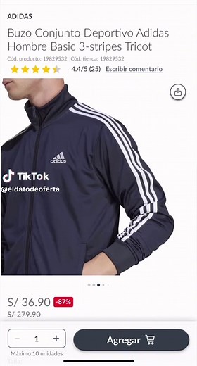 Buzo Completo Adidas Hombre ¡Solo S/37 Soles!