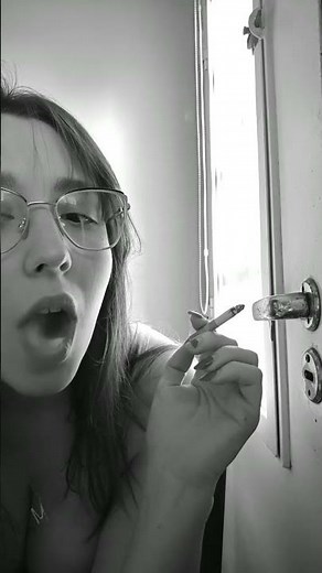 cute young girl smoking asmr in black and white #smoke ig: goddess_of_smoke