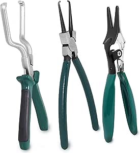 3 Pcs Electrical Disconnect Pliers, Fuel Line Disconnect Tools, Hose Removal Pliers, Fuel Filter Caliper/Fuel Line Petrol Clip Pipe Pliers, Automotive Repair and Maintenance Tools., Green