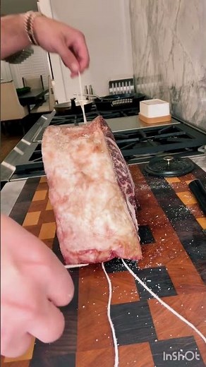 Trussing a Wagyu Ribeye with butcher's twine is a great technique to help it cook evenly.