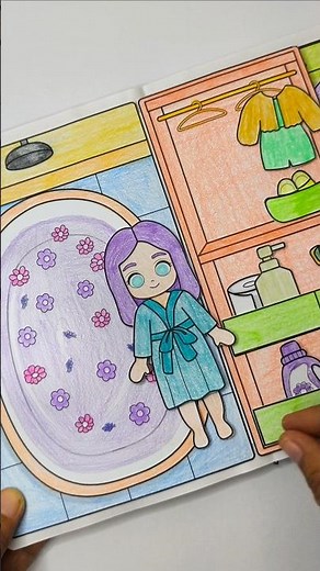 tutorial paper doll house bathroom #papertoys #diypaperdoll #paperdollhouse #papercrafts