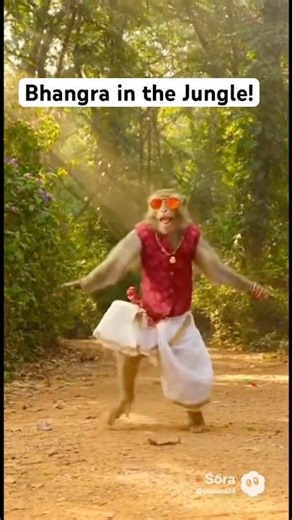 Sunlight + Bhangra = MONKEY MAGIC ✨🐒#punjabisong #bhangra #happy #funny